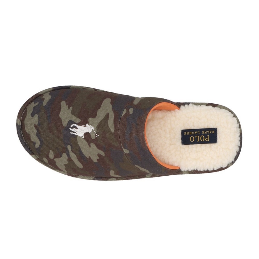 Polo Ralph Lauren Camo Klarence‎ Scuff Slippers Mens Size 9 White Pony NIB